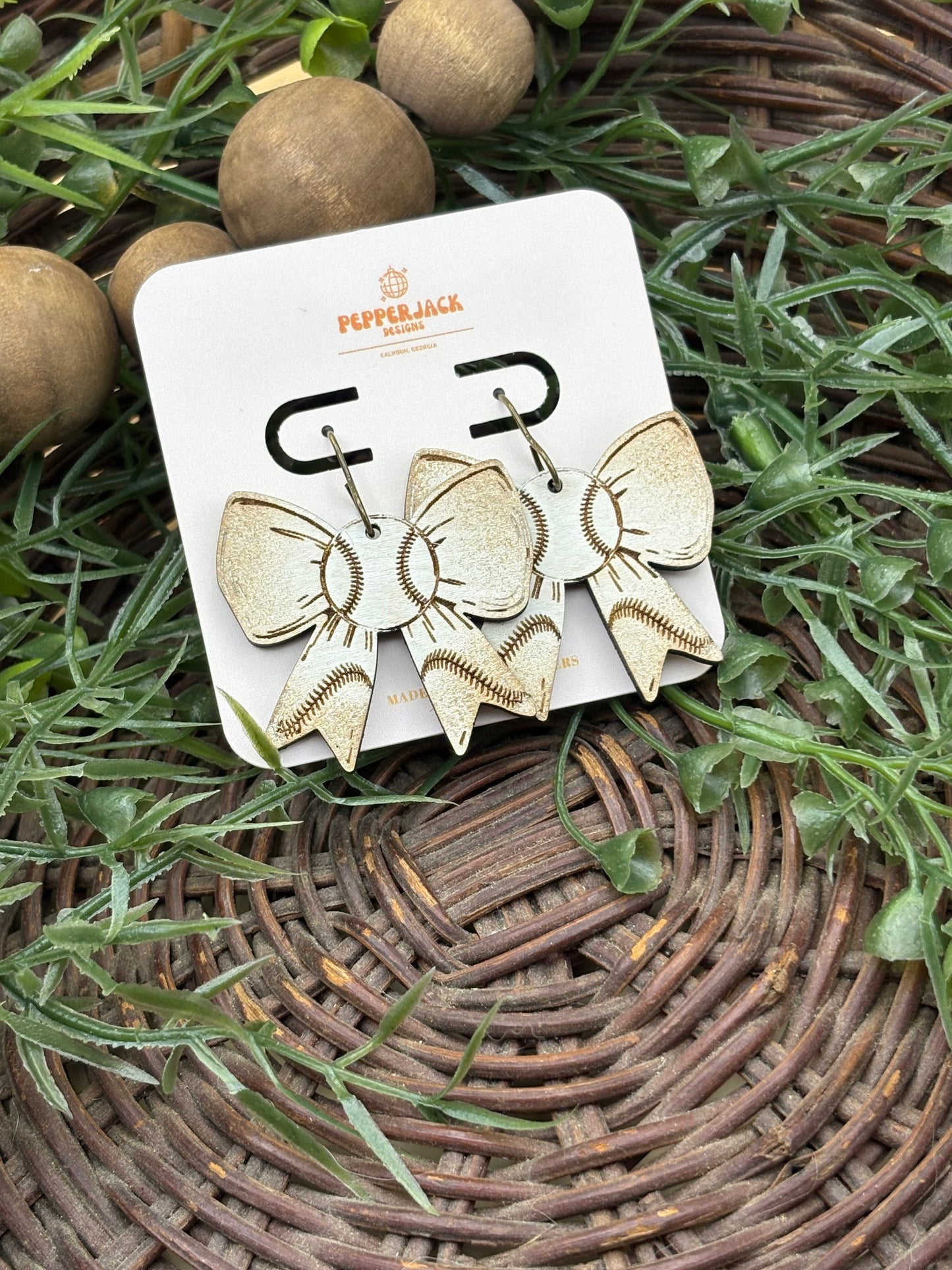 Baseball Bow Earrings