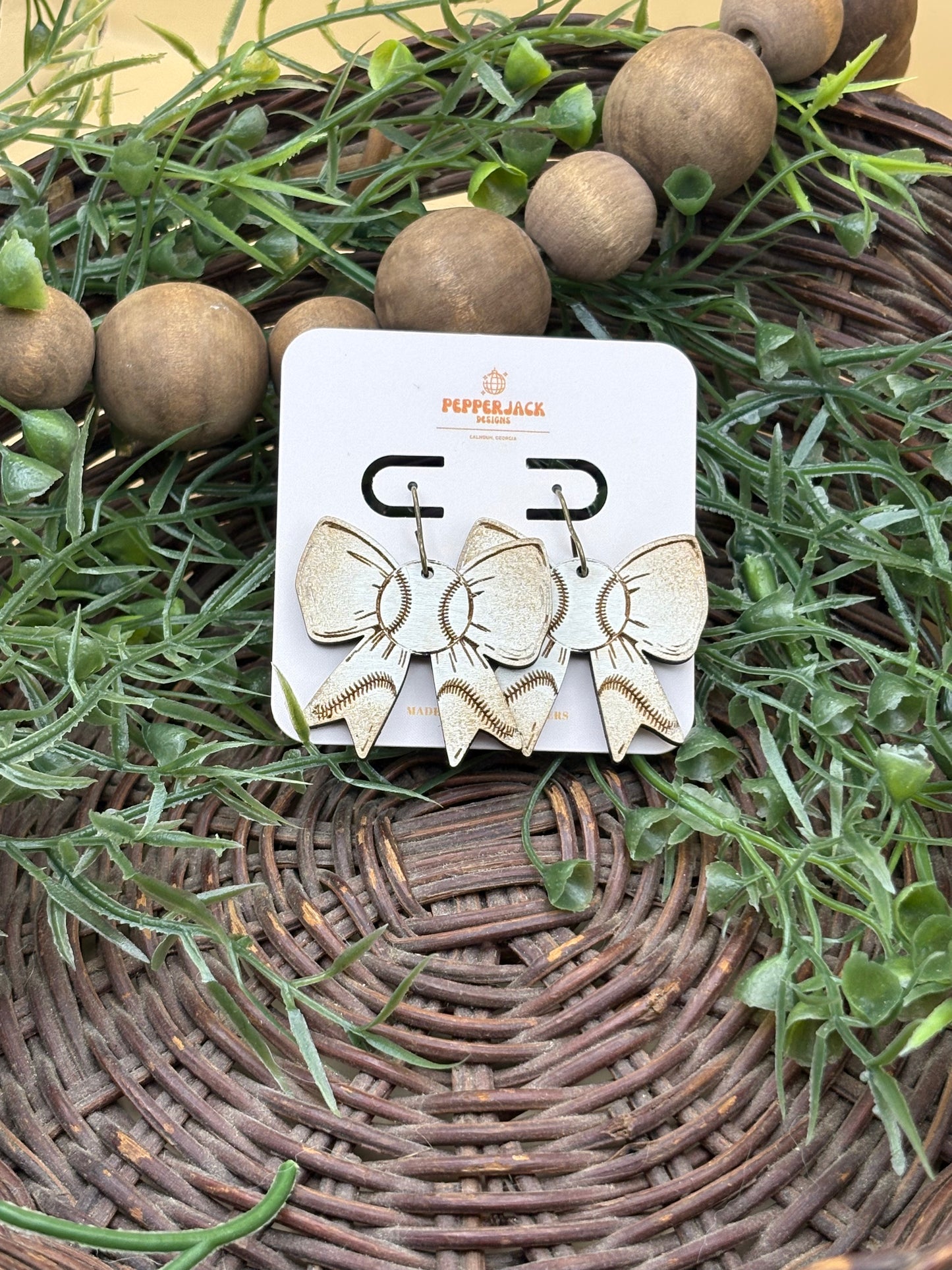 Baseball Bow Earrings