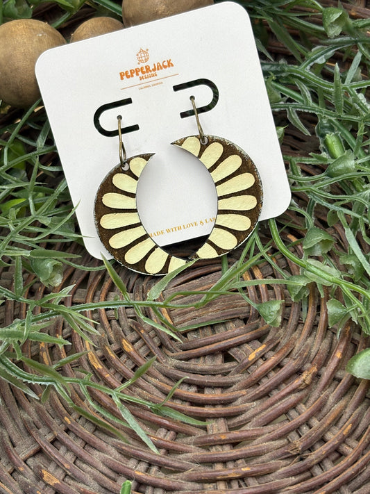 Reverse Engraved Boho Crescent Moon Earrings