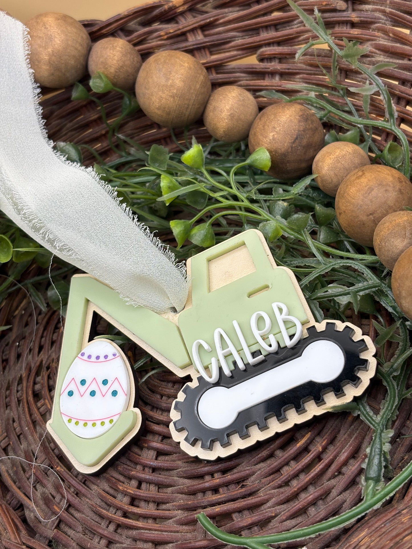 Construction Equipment Easter Basket Custom Personalizable Tags