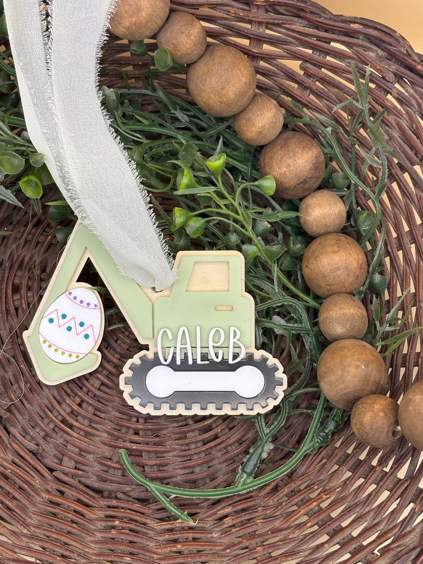 Construction Equipment Easter Basket Custom Personalizable Tags