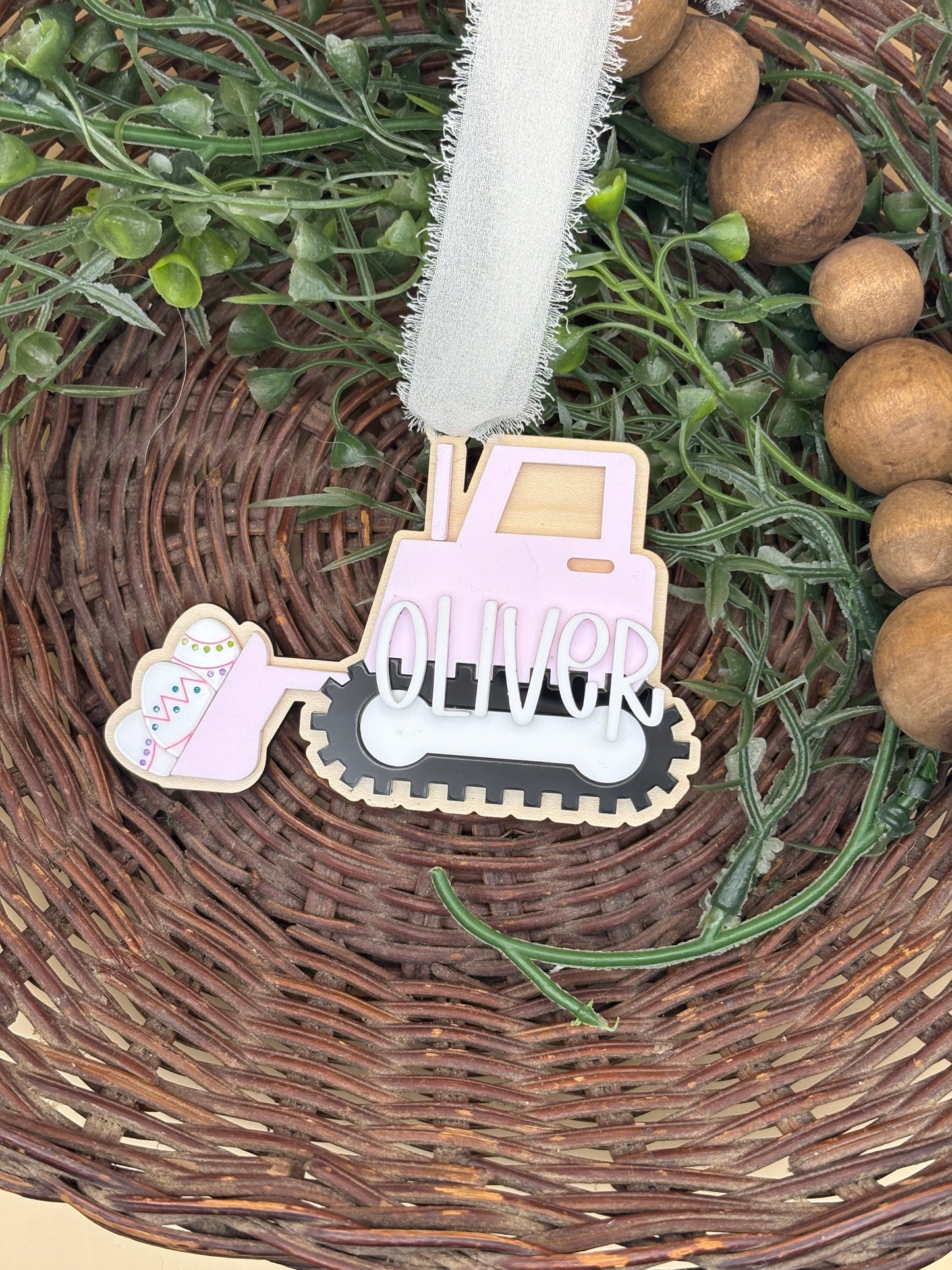 Construction Equipment Easter Basket Custom Personalizable Tags