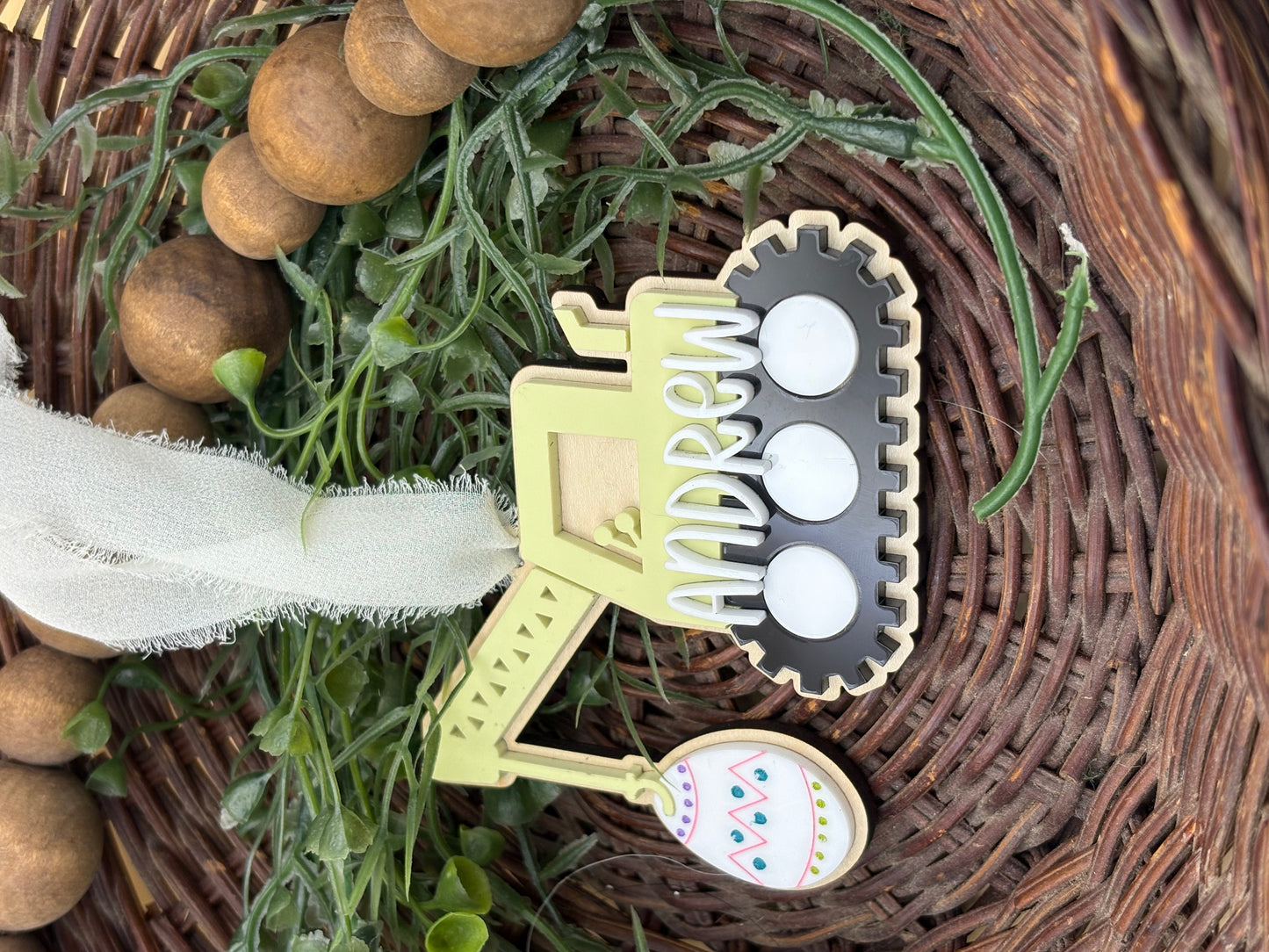 Construction Equipment Easter Basket Custom Personalizable Tags