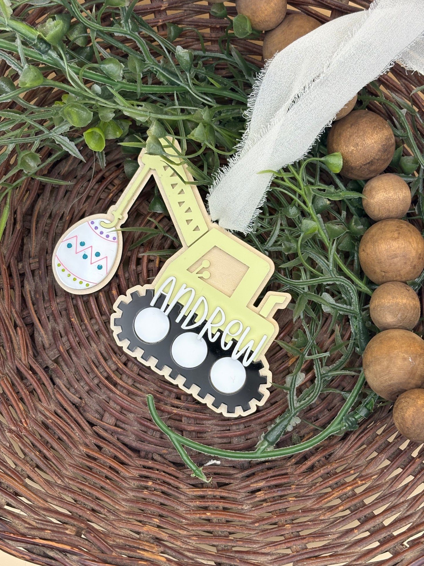 Construction Equipment Easter Basket Custom Personalizable Tags