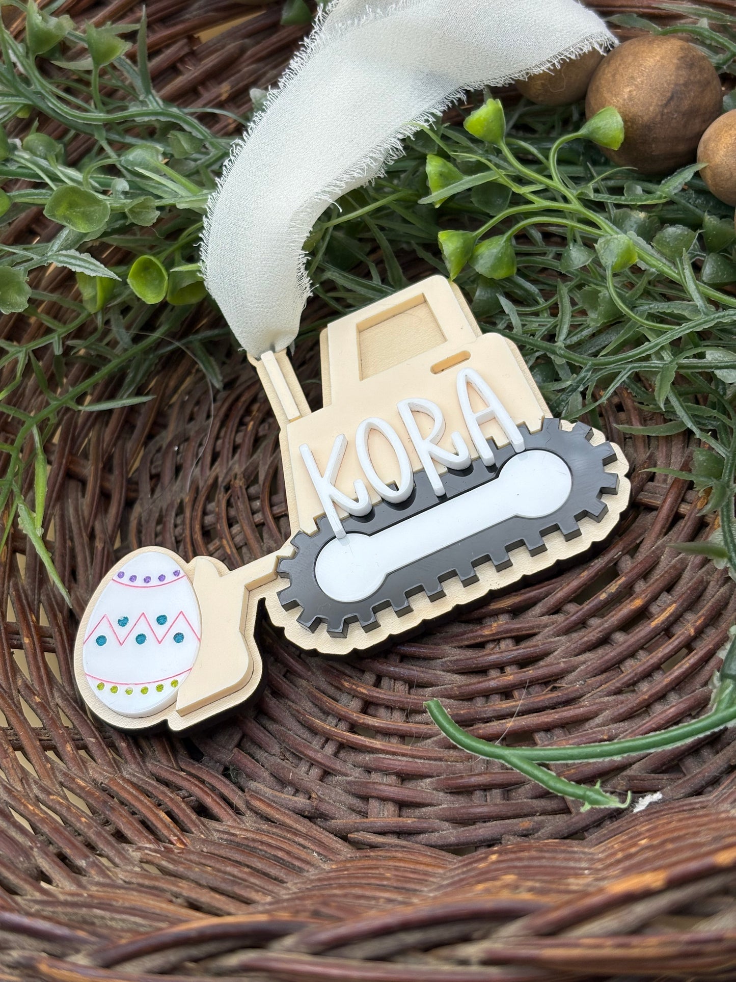 Construction Equipment Easter Basket Custom Personalizable Tags