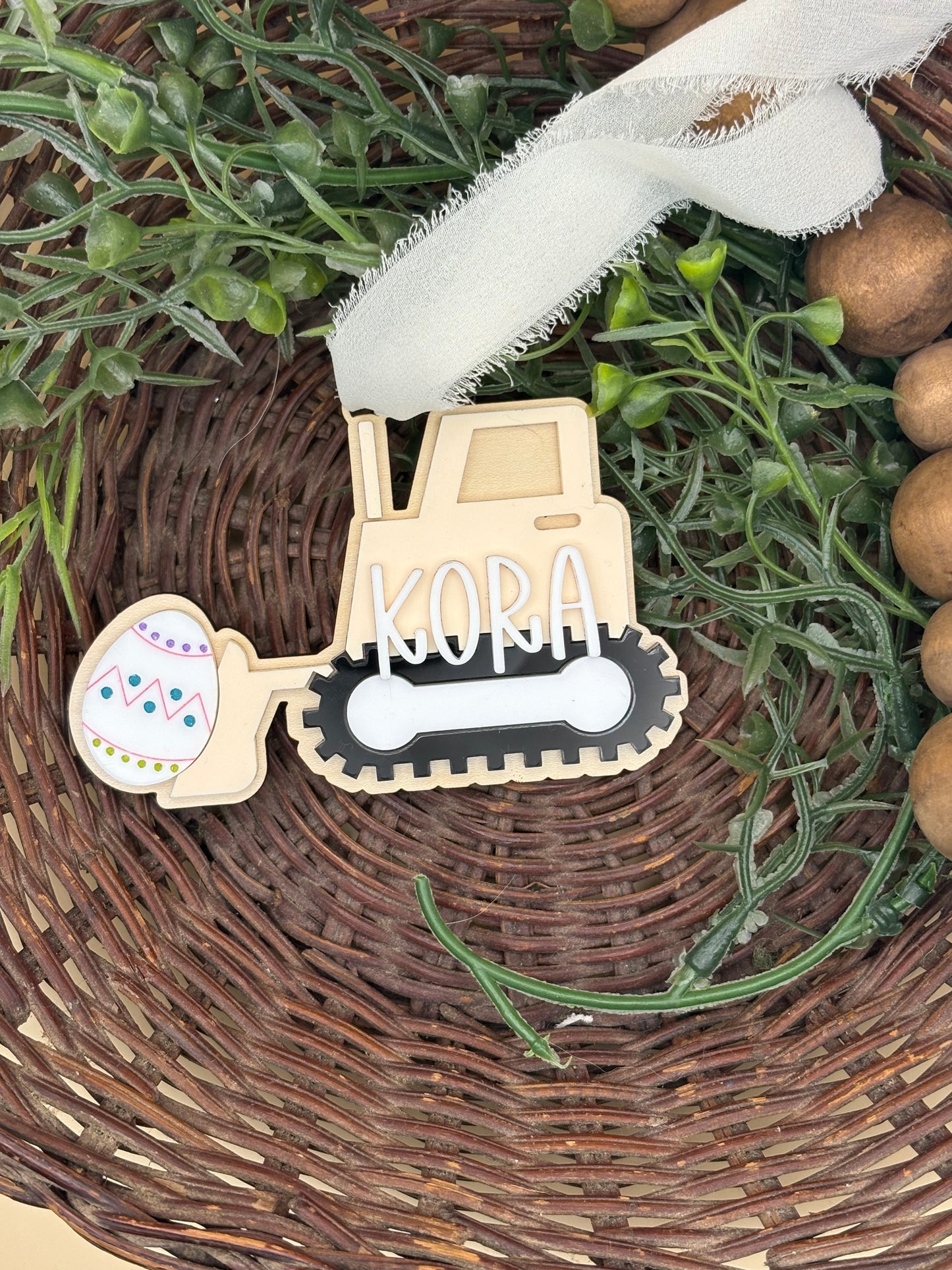 Construction Equipment Easter Basket Custom Personalizable Tags