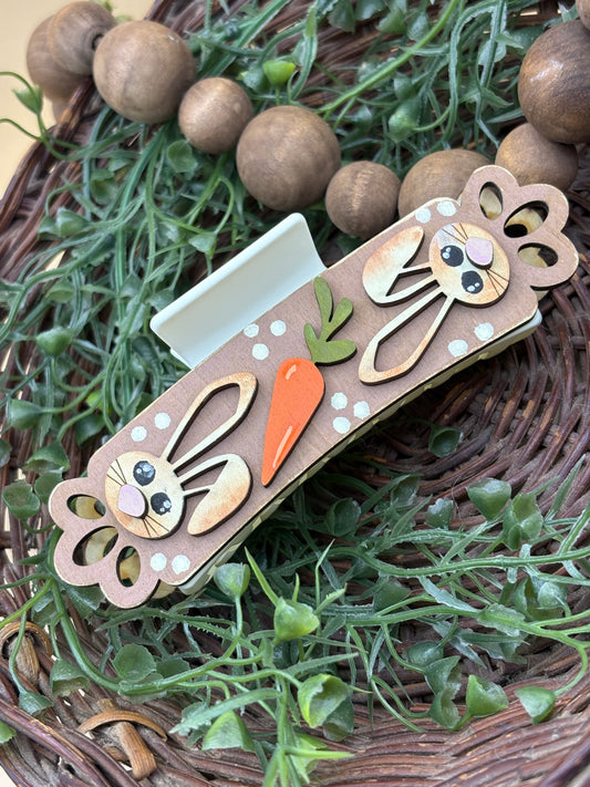 Rustic Bunnies And Carrots Hair/Claw Clip