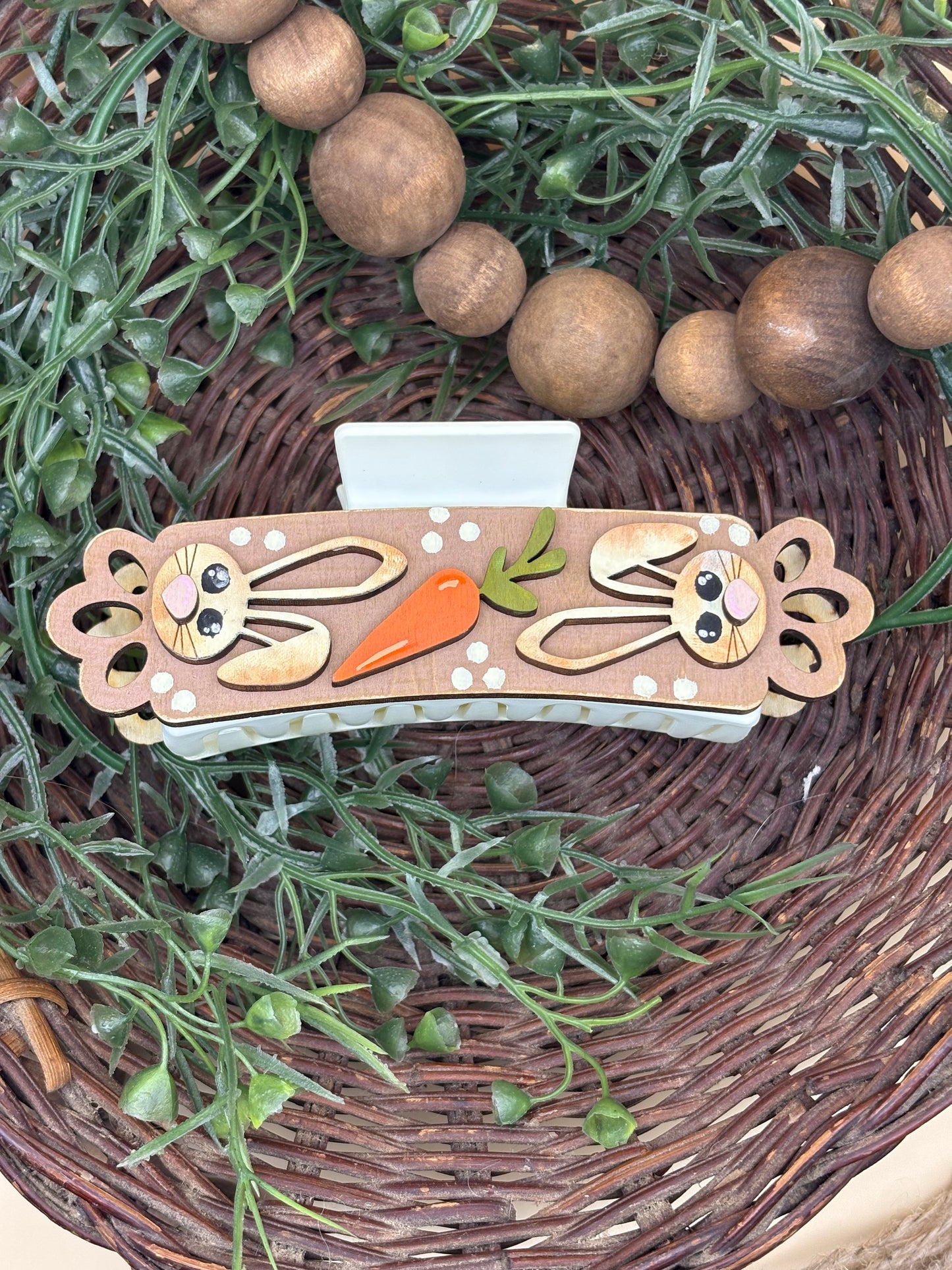 Rustic Bunnies And Carrots Hair/Claw Clip