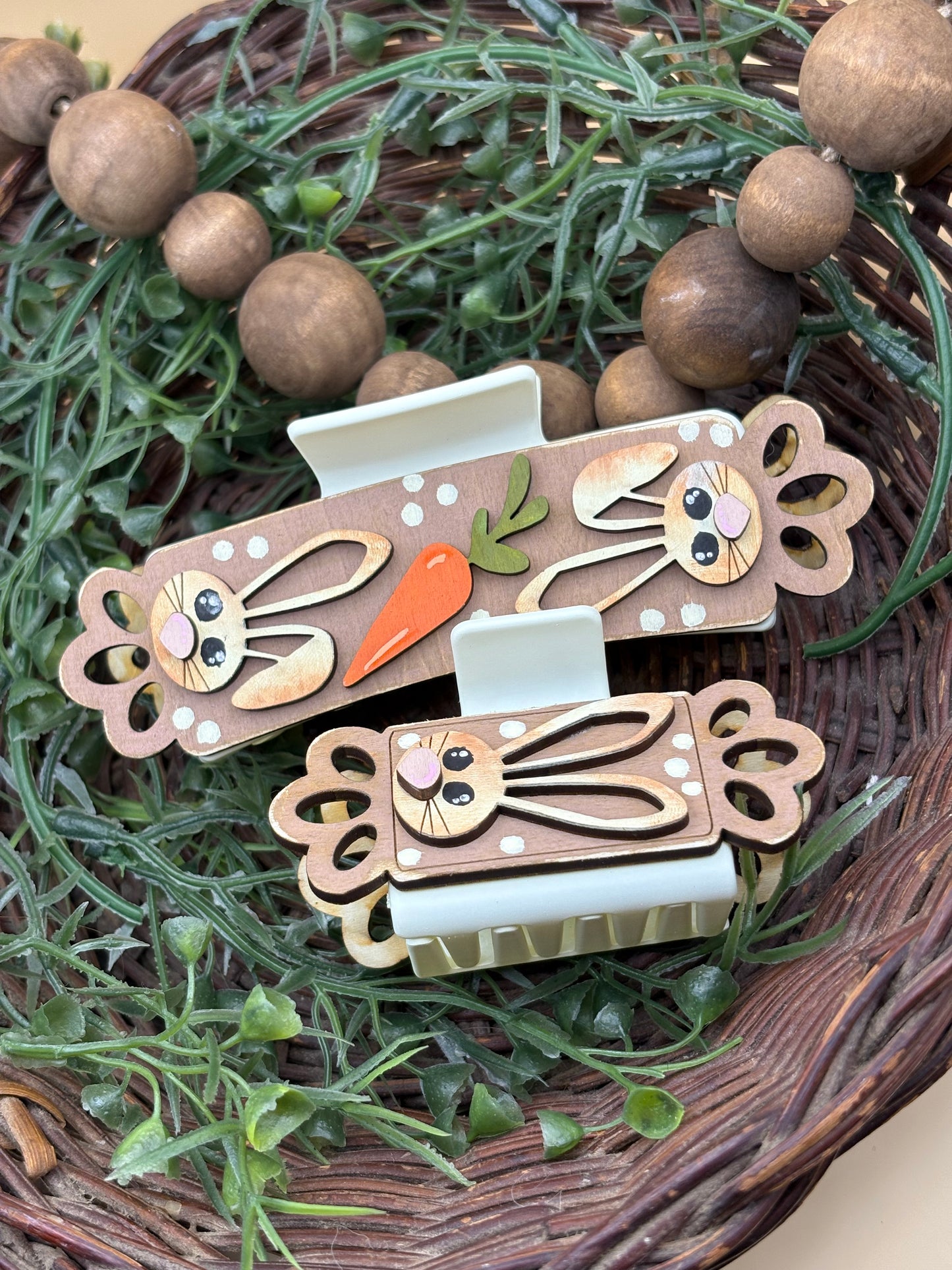 Rustic Bunnies And Carrots Hair/Claw Clip