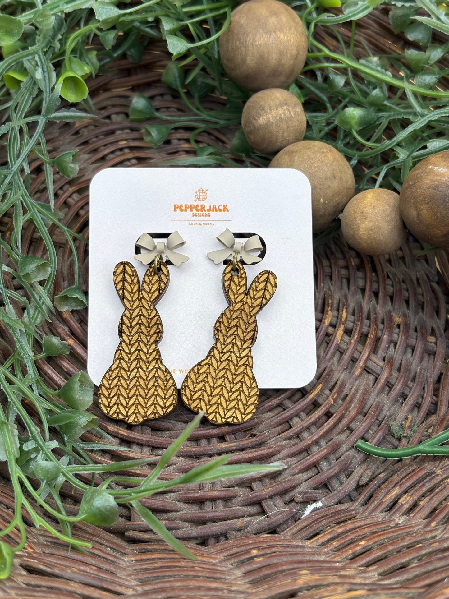 Sweater Pattern Bunny Earrings