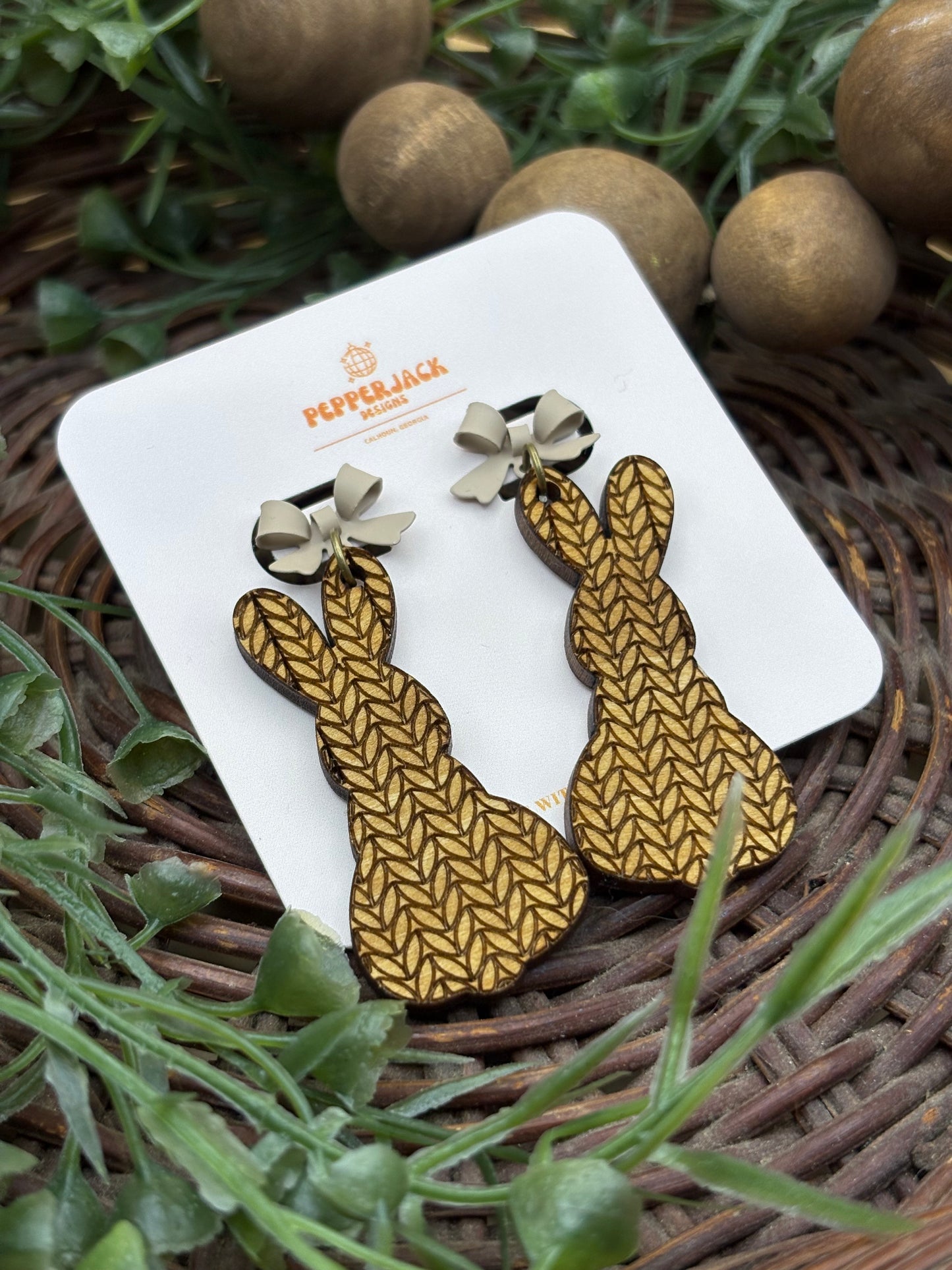 Sweater Pattern Bunny Earrings