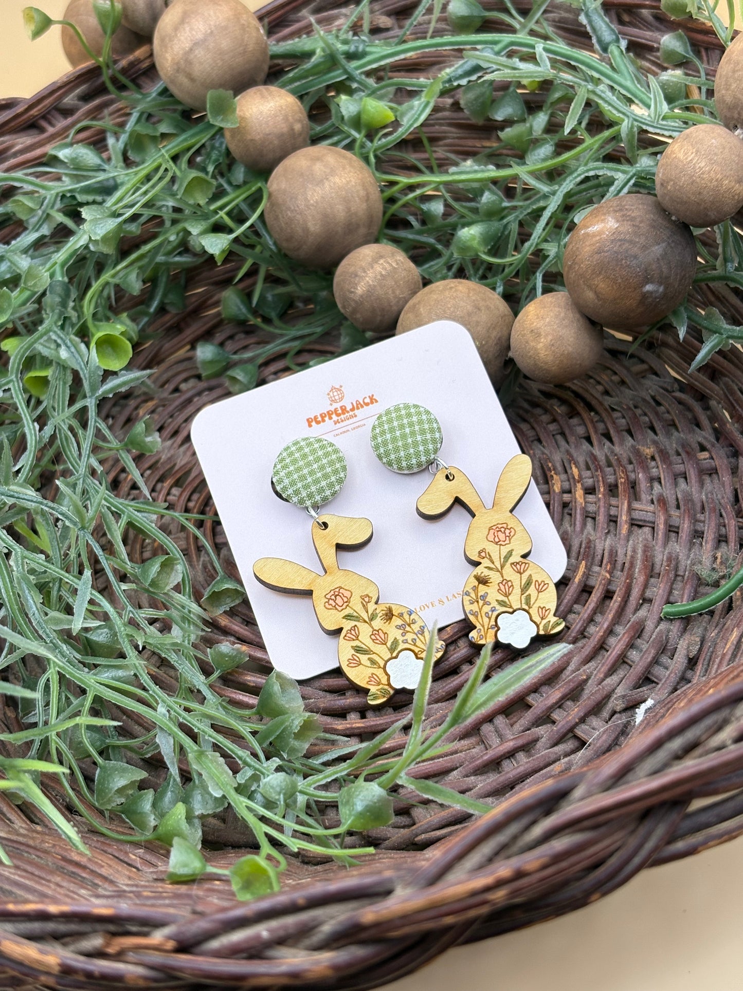 Floral Easter Bunny Earrings