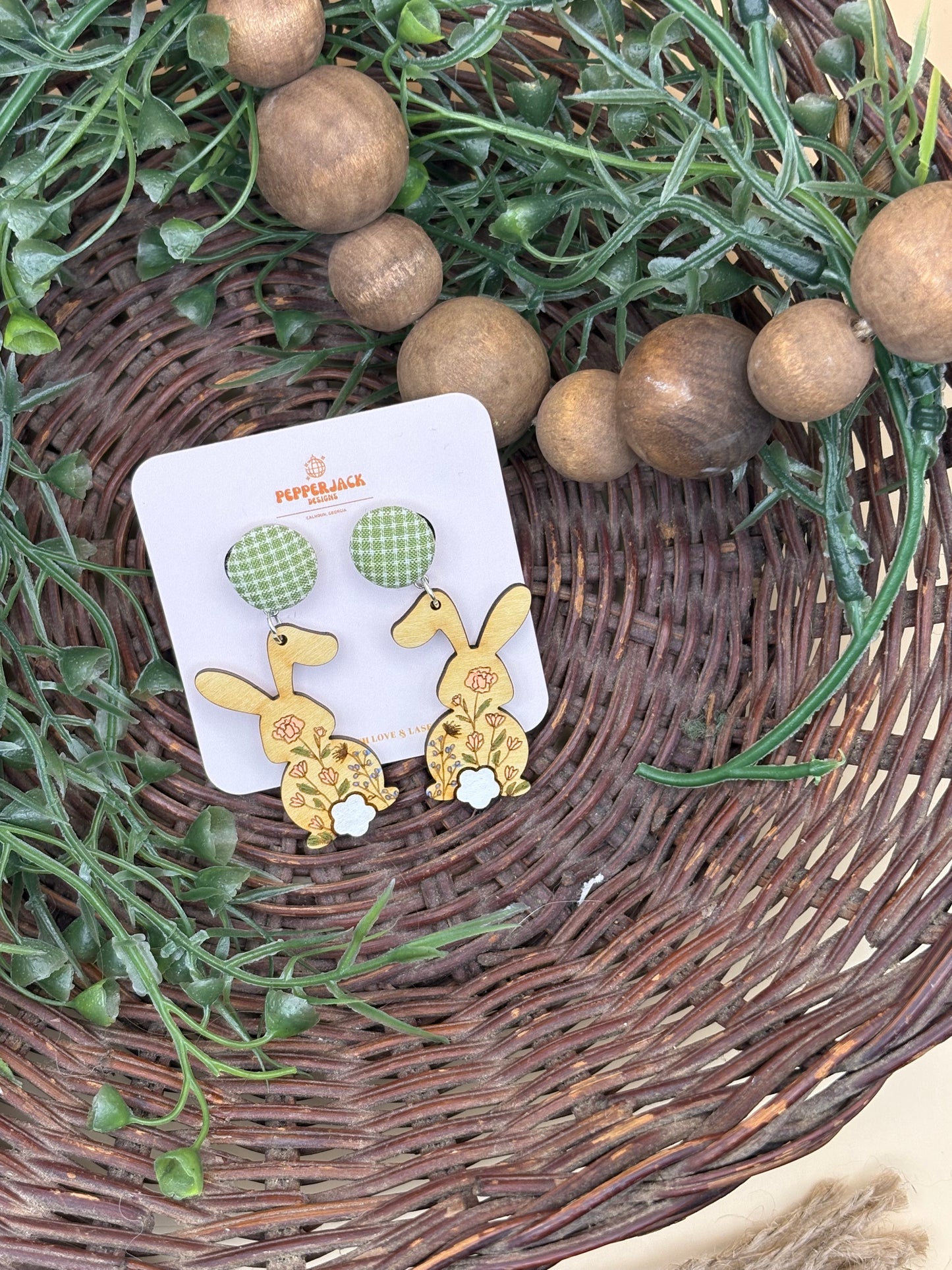 Floral Easter Bunny Earrings