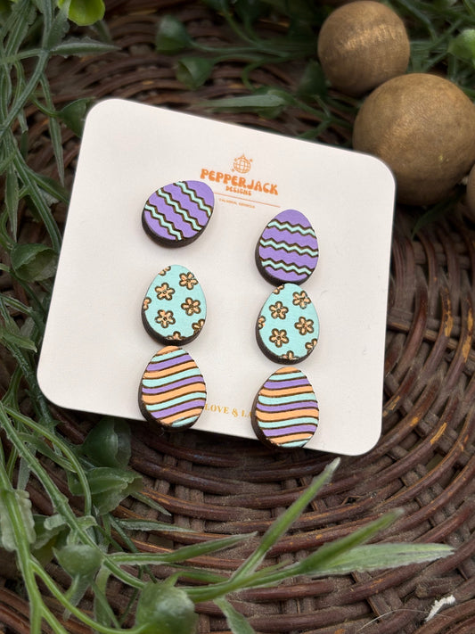 Easter Egg Stud Earrings - Set of 6