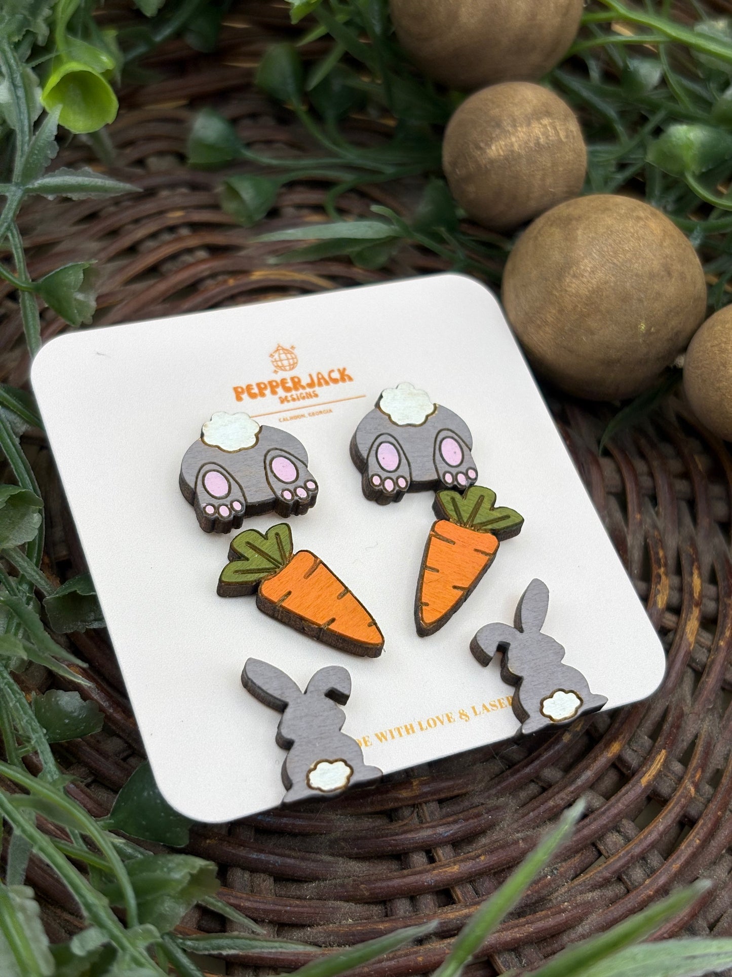 Easter Bunny Stud Earrings - Set of 6