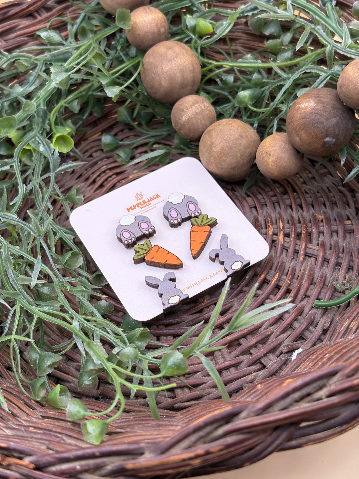 Easter Bunny Stud Earrings - Set of 6