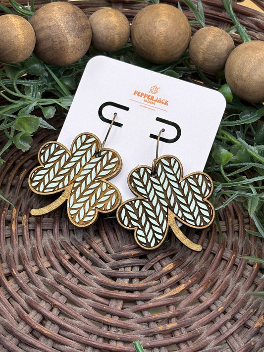 Sweater Pattern Shamrock Earrings