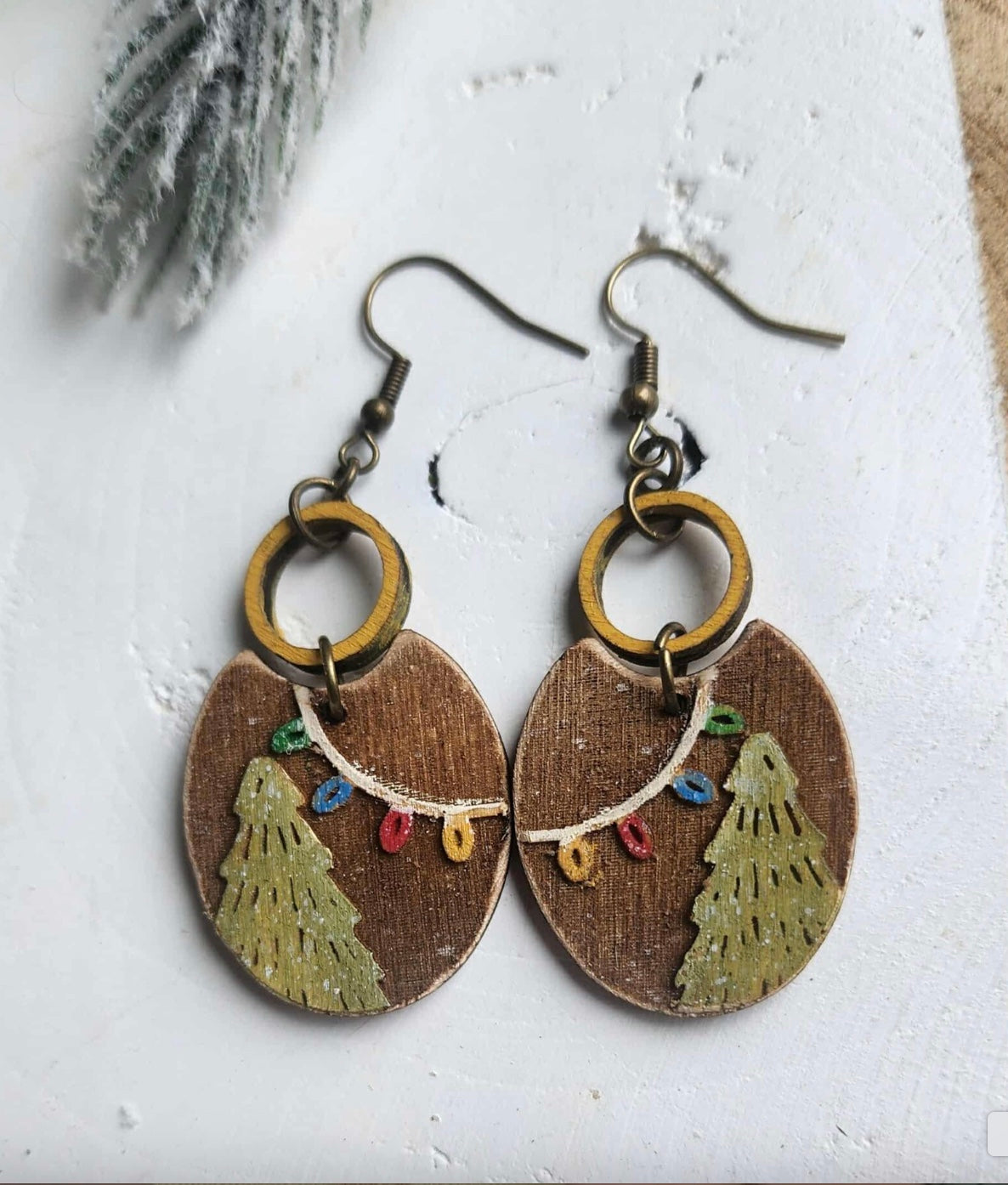 Christmas Village Tree With String Lights